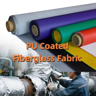 Double-Sided PU Coated Fiberglass Fabric 460 g/sqm 0.41 mm Fireproof Thermal Insulation for Industrial Use