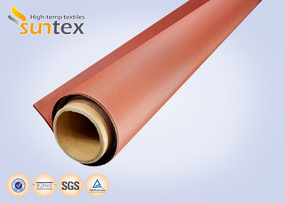 0.21mm Red PU Coated High Temperature Duct Cloth, Fire Retardant Fire Barrier Fabric