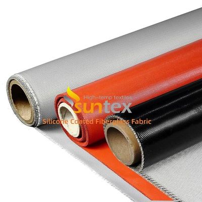 Alkali Free Water Repellent Silicone Coated Fiberglass Fabric with 50 m / 100 m Roll Length for High Temperature Resistance