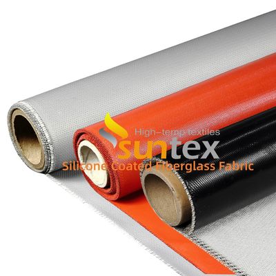High Temperature Silicone Coated Fiberglass Fabric with 400 g/sqm Weight and 0.3 mm Thickness in 1 / 1.2 / 1.5 Meter Width