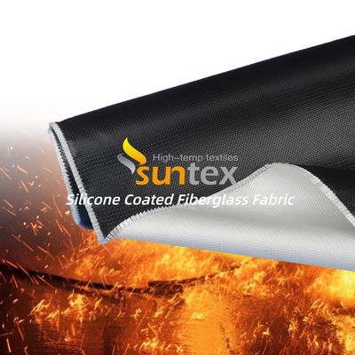 Silicone Coated Fiberglass Fabric 850g/m2 Weight 0.75mm Thickness Fireproof High Silica Fiberglass Cloth