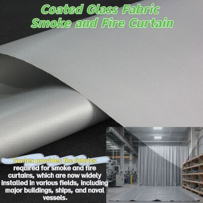 EN-13501認証の防火カーテン生地、550℃の耐熱性と防火用シリコンコーティング