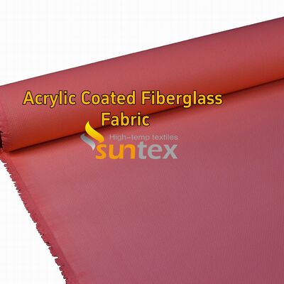 Red 0.4mm Fire Resistant Fiberglass Fabric with 550 Degree C Temperature Resistance Acrylic Coated for Easy Sewing and Cutting Welding Blanket
