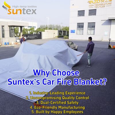 EV Car Fire Blanket with 550℃/1000℃ Thermal Resistance for Oxygen Deprivation and Easy Two-Person Deployment